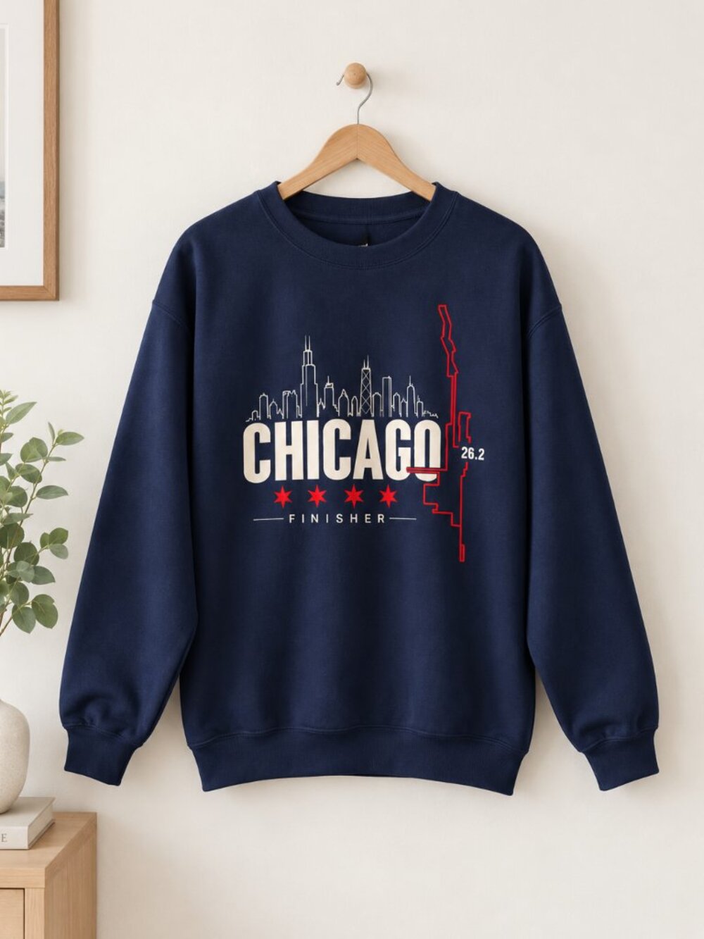 Navy Blue Chicago Marathon 26.2 Finisher Graphic Sweatshirt For Runners